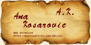 Ana Košarović vizit kartica